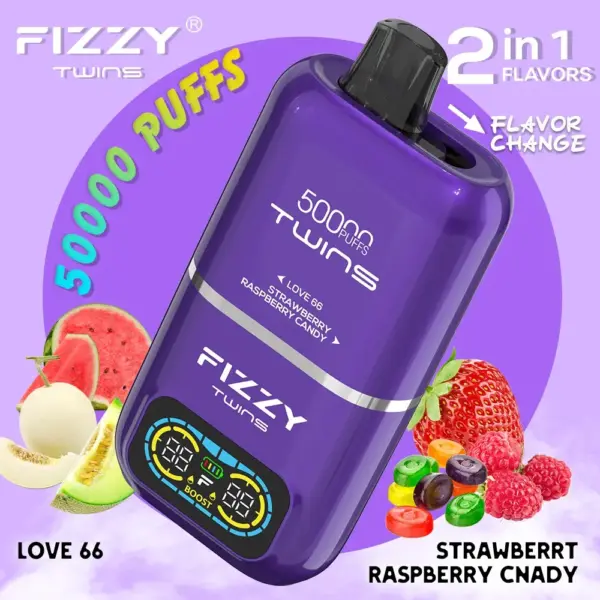 アイ66 / ストロベリーラズベリーキャンディー（ニコチンベイプ5%）｜Fizzy Twins 2‑Flavors